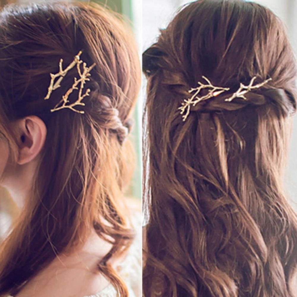 Vintage Natural Tree Branch Silver/Gold Hair Pins - Picture 4 of 8